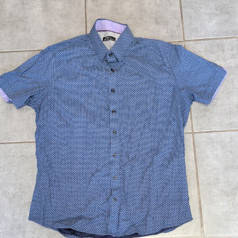 Blue and Purple Casual Short Sleeve Shirt